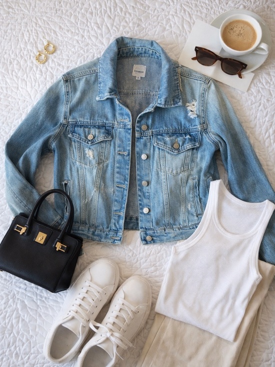Kensie Jackets & Blazers - Kensie Light Blue Distressed Denim Jacket